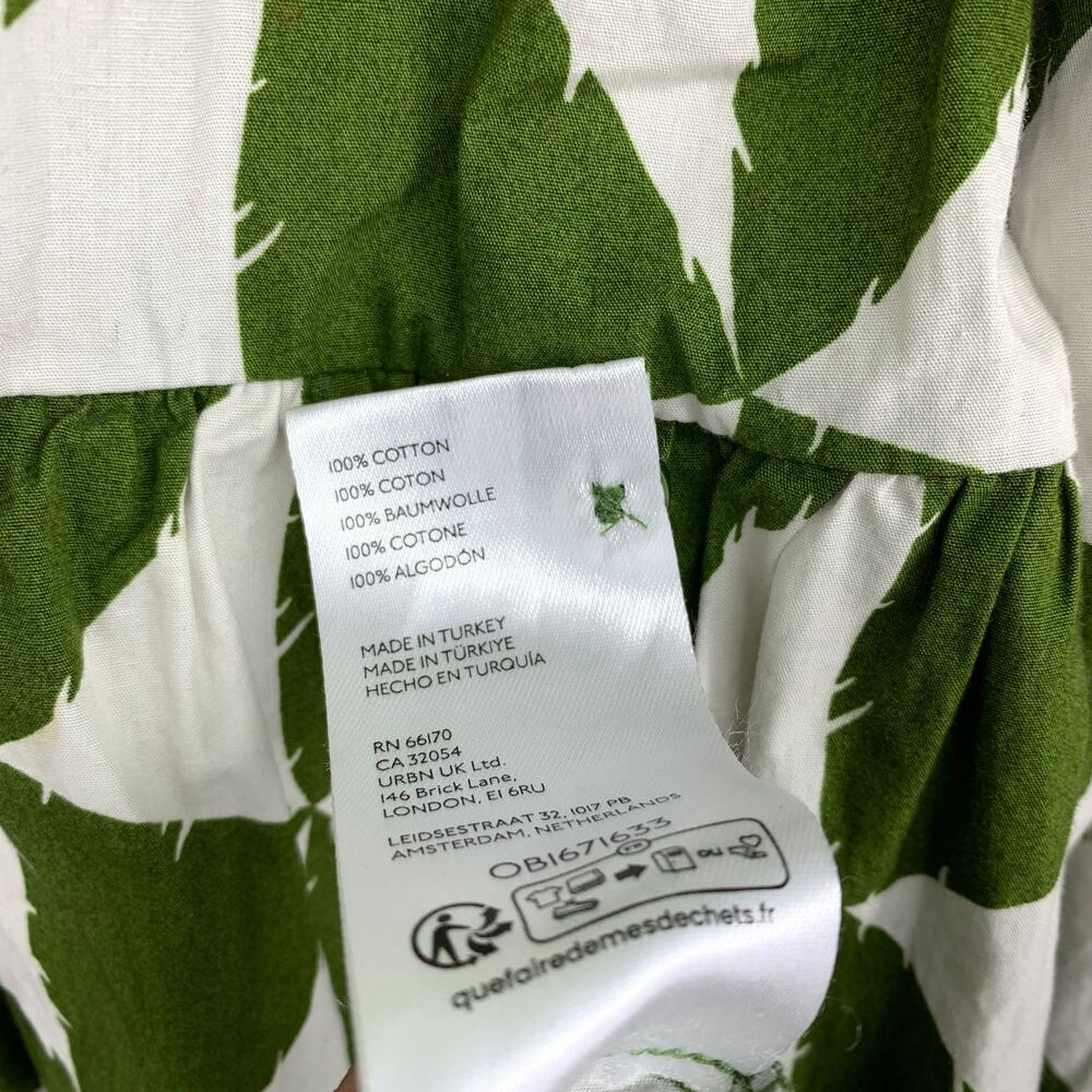 Maeve Anthropologie Bettina Green White Triangle Tiered Midi Shirt Dress Sz L - Picture 6 of 6